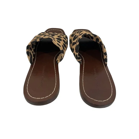 Loeffler Randall Daria Stretch Square Toe Slides In Leopard Dark Brown Size 10 - Picture 9 of 13